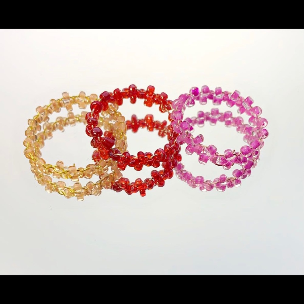Handmade wire beaded rings